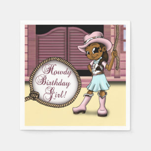 Afrikaanse Amerikaanse Cowgirl Birthday Servet