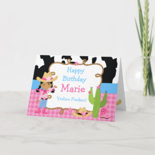 Afrikaanse Amerikaanse Cowgirl Westerne Birthday P Kaart