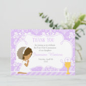 Afrikaanse Amerikaanse Eerste CommunieDamask Bedankkaart (Staand voorkant)