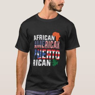 Afrikaanse Amerikaanse en Puerto Ricaanse vlag T-shirt