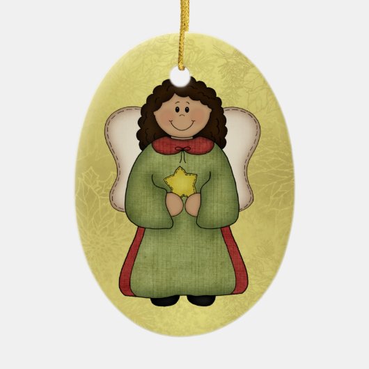 Afrikaanse Amerikaanse engel Keramisch Ornament (Voorkant)