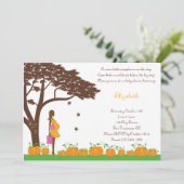 Afrikaanse Amerikaanse Herfst Girl Baby Shower-uit Kaart (Staand voorkant)