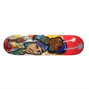 Afrikaanse Amerikaanse Hip Hop Cartoon Skateboard