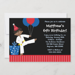 Afrikaanse Amerikaanse Jongen Balloons Taekwondo B Kaart