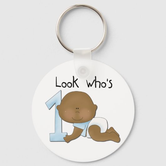 Afrikaanse Amerikaanse jongen, eerste verjaardag,  Sleutelhanger (Voorkant)