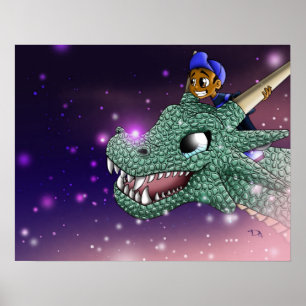 Afrikaanse Amerikaanse jongen en Dragon Poster
