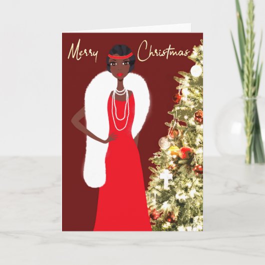 -Afrikaanse Amerikaanse kerstkaart Feestdagen Kaart (Voorkant)