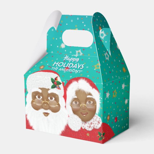 Afrikaanse Amerikaanse kerstman en mevrouw Claus K Bedankdoosjes (Voorkant Zijde)