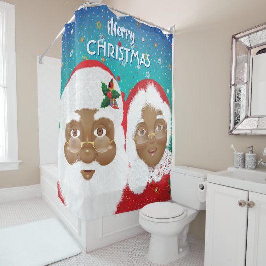 Afrikaanse Amerikaanse kerstman en mevrouw Claus K Douchegordijn (In situ)