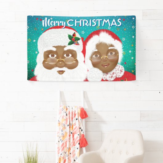 Afrikaanse Amerikaanse kerstman en mevrouw Claus K Spandoek (Insitu)