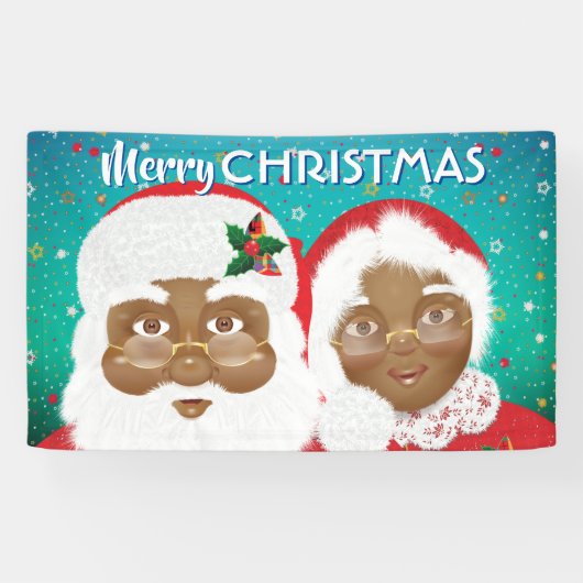 Afrikaanse Amerikaanse kerstman en mevrouw Claus K Spandoek (Horizontaal)