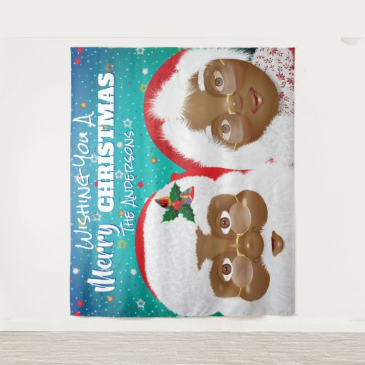 Afrikaanse Amerikaanse kerstman en mevrouw Claus K Wandkleed (Voorkant)