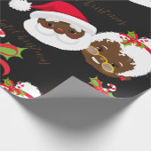 Afrikaanse Amerikaanse kerstman en Mrs Claus Cadeaupapier (Hoek)
