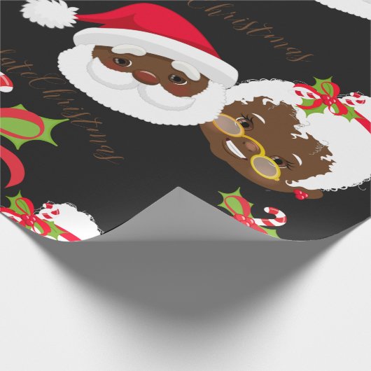 Afrikaanse Amerikaanse kerstman en Mrs Claus Cadeaupapier (Hoek)