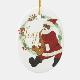Afrikaanse Amerikaanse kerstman Keramisch Ornament