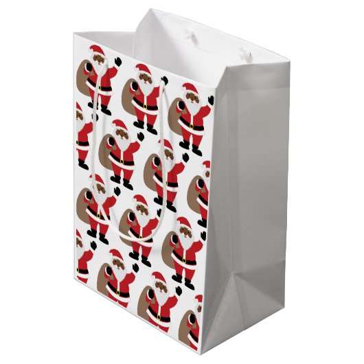 Afrikaanse Amerikaanse kerstman Merry-kerstmei Medium Cadeauzakje (Achterkant Gekanteld)