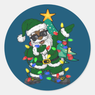 Afrikaanse Amerikaanse kerstman Ugly Kerstmis Paja Ronde Sticker