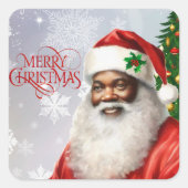 Afrikaanse Amerikaanse kerstman Vierkante Sticker (Voorkant)