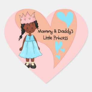 Afrikaanse Amerikaanse mama en papa's prinses Hart Sticker