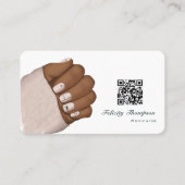 Afrikaanse Amerikaanse Manicurist Beauty QR Code B Visitekaartje (Voorkant)