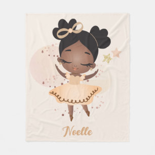 Afrikaanse Amerikaanse prinses Ballerina met Bow Fleece Deken