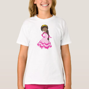 Afrikaanse Amerikaanse prinses, Kroon, Gown, roze T-shirt