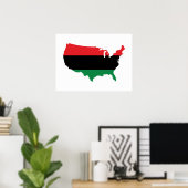 Afrikaanse Amerikaanse _ Rode, zwarte en groene kl Poster (Thuiskantoor)
