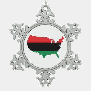 Afrikaanse Amerikaanse _ Rode, zwarte en groene kl Tin Sneeuwvlok Ornament