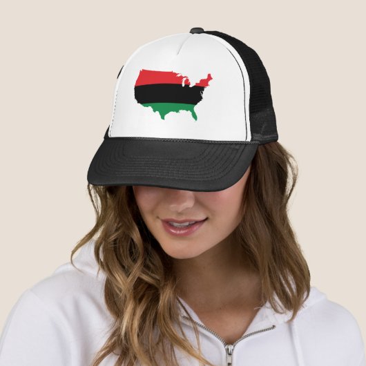 Afrikaanse Amerikaanse _ Rode, zwarte en groene kl Trucker Pet (In situ)