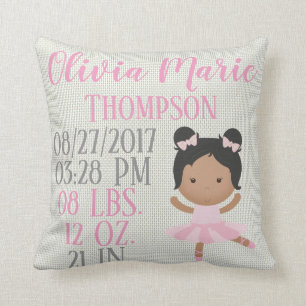 Afrikaanse Amerikaanse roze Ballerina Ballet Dance Kussen