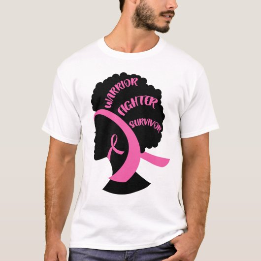 Afrikaanse Amerikaanse roze borstkanker T-shirt (Voorkant)