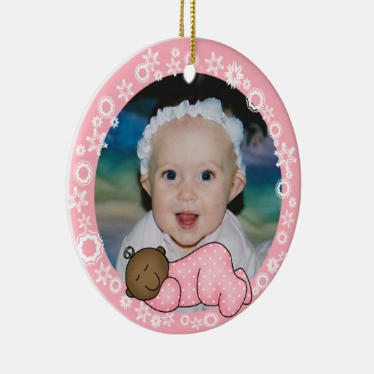 Afrikaanse Amerikaanse roze Eerste Kerstkerstsiera Keramisch Ornament (Rechts)