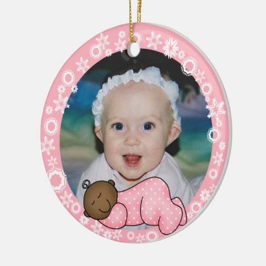 Afrikaanse Amerikaanse roze Eerste Kerstkerstsiera Keramisch Ornament (Links)