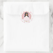 Afrikaanse Amerikaanse roze prinses Ronde Sticker (Tas)