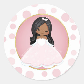Afrikaanse Amerikaanse roze prinses Ronde Sticker