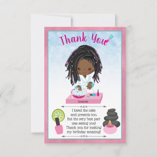 Afrikaanse Amerikaanse Spa Party - Hartelijk dank Bedankkaart (Voorkant)