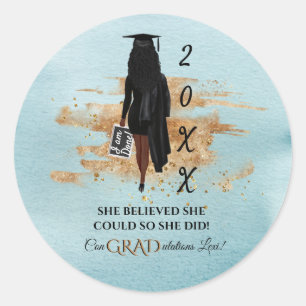 Afrikaanse Amerikaanse uitnodiging tot Afstuderen Ronde Sticker