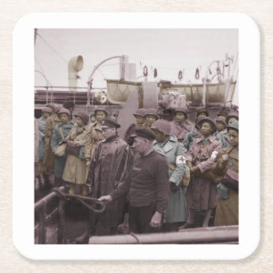 Afrikaanse Amerikaanse verpleegkundigen op transpo Vierkante Kartonnen Onderzetter