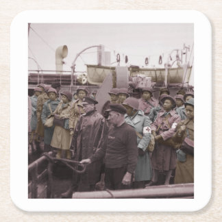 Afrikaanse Amerikaanse verpleegkundigen op transpo Vierkante Kartonnen Onderzetter