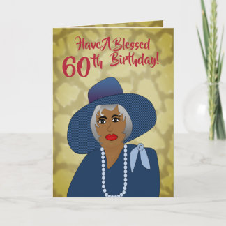 Afrikaanse Amerikaanse vrouw 60th Trendy Birthday Bedankkaart