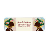 Afrikaanse Amerikaanse Vrouw Floral Crown Etiket (Voorkant)