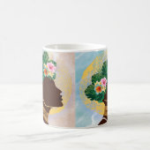 Afrikaanse Amerikaanse Vrouw Floral Crown Koffiemok (Center)