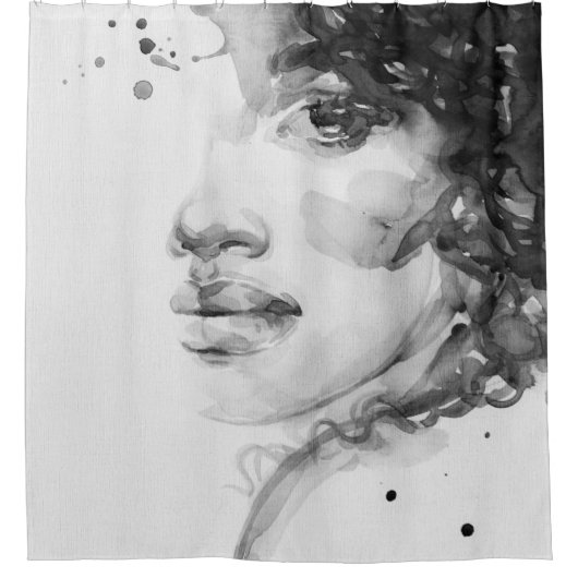 afrikaanse amerikaanse vrouw , illustratie mode sc douchegordijn (Voorkant)