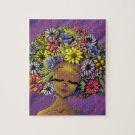 Afrikaanse Amerikaanse vrouw met een bloeiende afr Legpuzzel