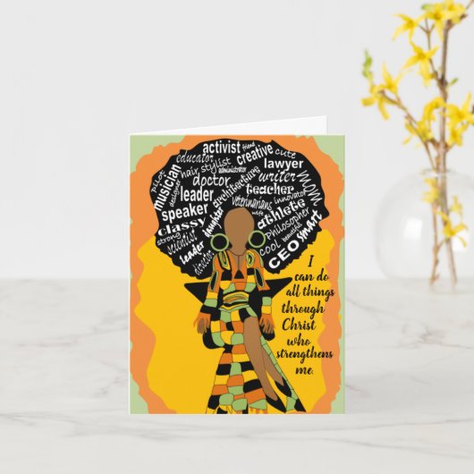 Afrikaanse Amerikaanse vrouwen Inspirerend Birthda Kaart (Gele Bloem)