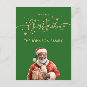 Afrikaanse Amerikaanse zwarte kerstman Briefkaart