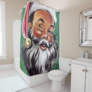 Afrikaanse Amerikaanse zwarte kerstman Douchegordijn