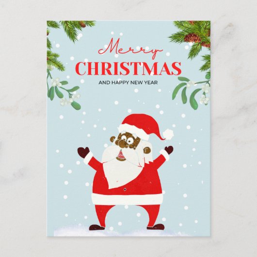 Afrikaanse Amerikaanse zwarte kerstman Feestdagenkaart (Voorkant)