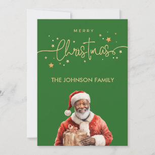 Afrikaanse Amerikaanse zwarte kerstman Feestdagenkaart