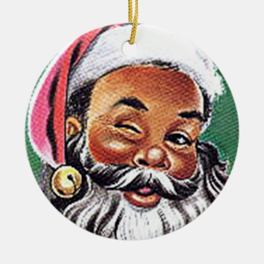 Afrikaanse Amerikaanse zwarte kerstman Keramisch Ornament (Voorkant)